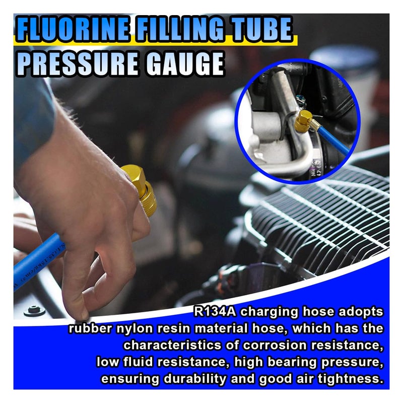 BDZMC R134A Car AC Refrigerant Charge Hose Kit  Car Air Conditioning Recharge Hose with Gauge for Measuring Low-Pressure  100PSI 1/2'' Can Tap & R134A Quick Coupler for Cars/Home AC Refrigerant - Image 4
